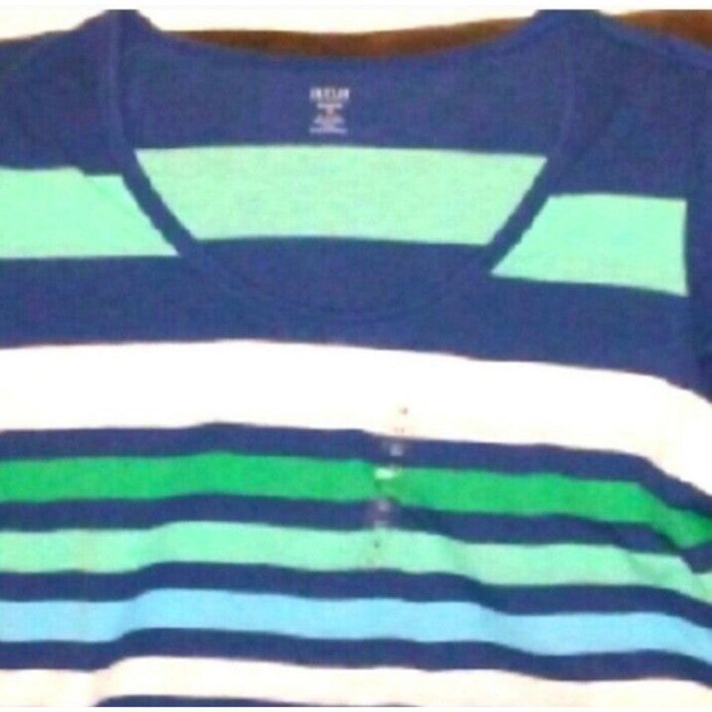 Comfy Striped Plus Cuff Sleeve Top Sz 1x